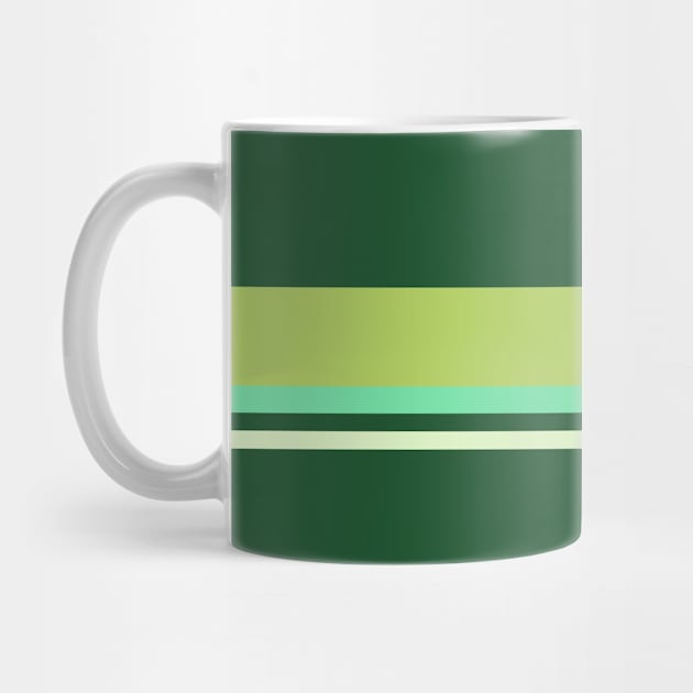 A capital shape of Salem, Seafoam Blue, Very Light Green, Cal Poly Pomona Green and June Bud stripes. by Sociable Stripes